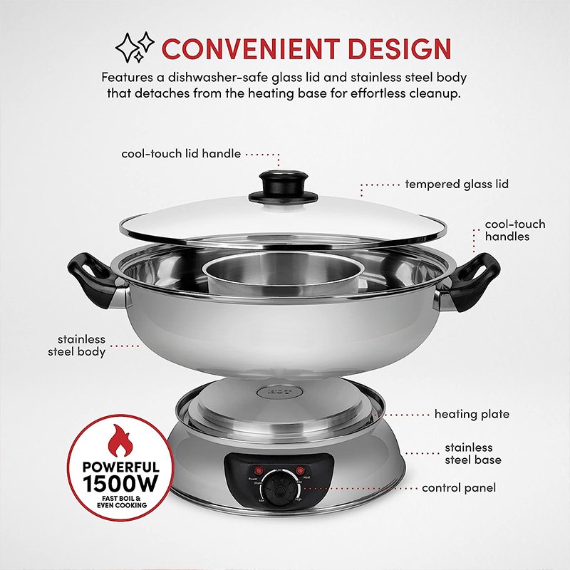 Stainless Steel Electric Shabu Hot Pot - Image 6